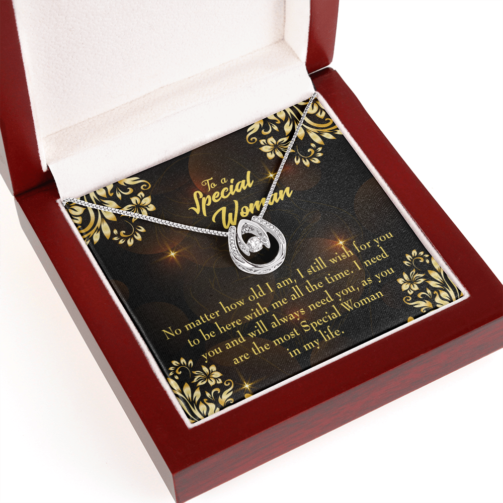 Mom So Special Lucky Horseshoe Necklace Message Card 14k w CZ Crystals-Express Your Love Gifts