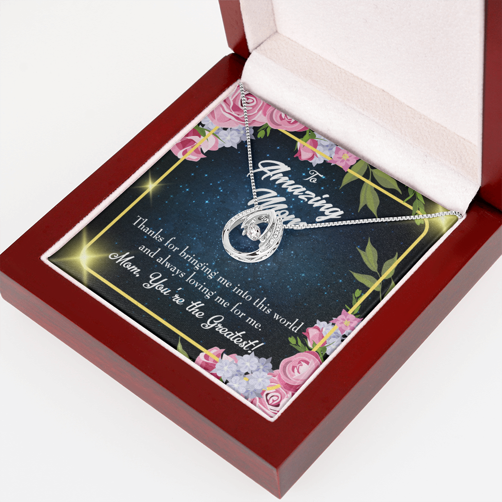 Mom You're the Greatest Lucky Horseshoe Necklace Message Card 14k w CZ Crystals-Express Your Love Gifts