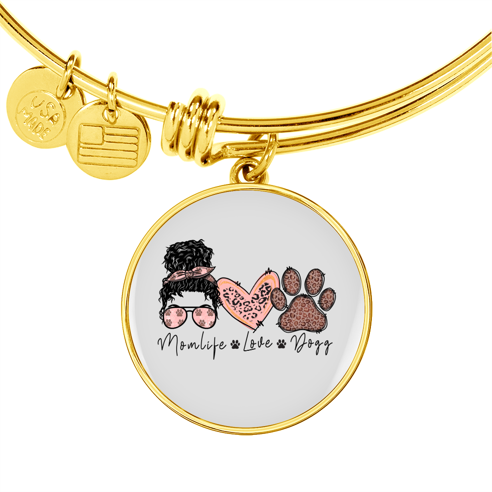 Momlife Love Dog Bracelet Stainless Steel or 18k Gold Circle Bangle-Express Your Love Gifts