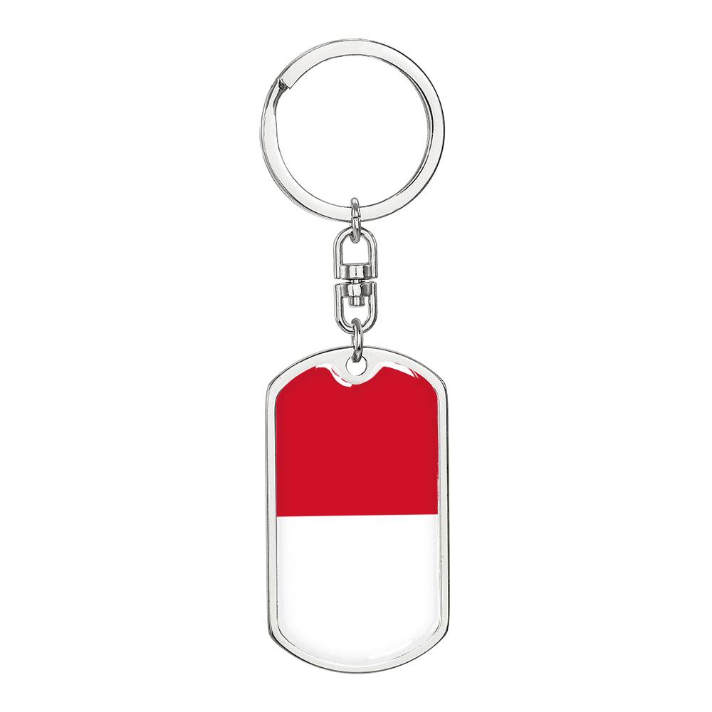 Monaco Flag Keychain Dog Tag Stainless Steel or 18k Gold-Express Your Love Gifts