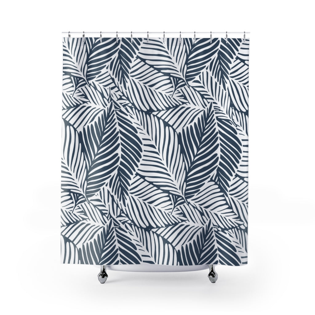 Monochrome Leaves Jungle Stylish Design 71" x 74" Elegant Waterproof Shower Curtain for a Spa-like Bathroom Paradise Exceptional Craftsmanship-Express Your Love Gifts
