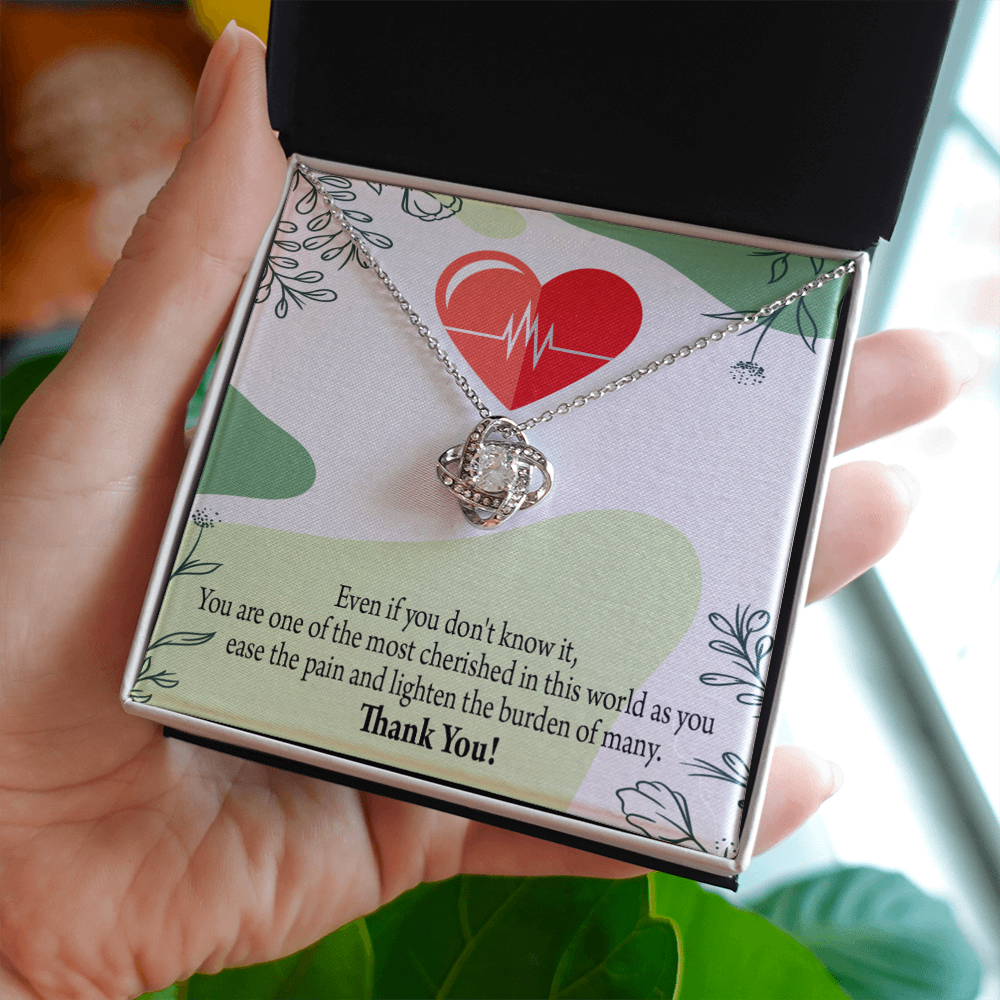 Most Cherished Healthcare Medical Worker Nurse Appreciation Gift Necklace Medical Infinity Knot Necklace Message Card-Express Your Love Gifts