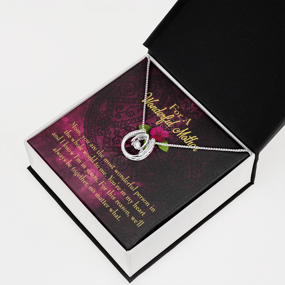 Most Wonderful Mother Lucky Horseshoe Necklace Message Card 14k w CZ Crystals-Express Your Love Gifts