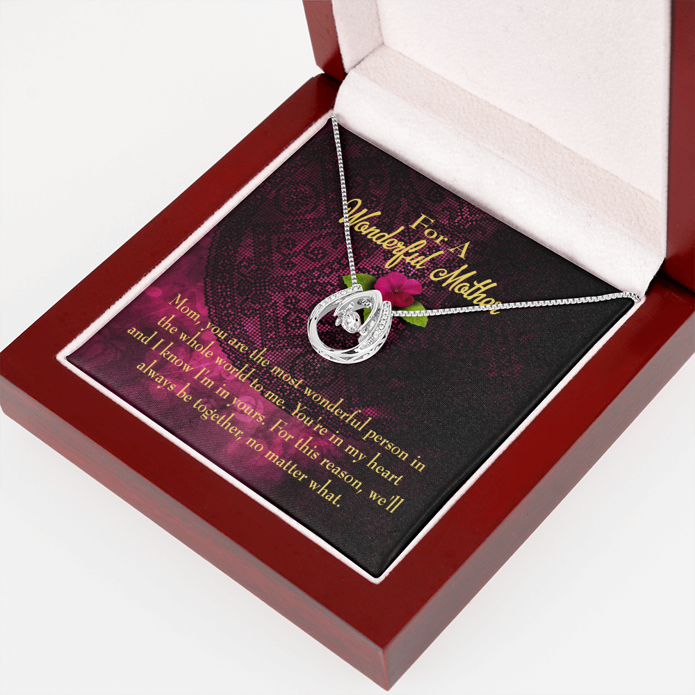 Most Wonderful Mother Lucky Horseshoe Necklace Message Card 14k w CZ Crystals-Express Your Love Gifts