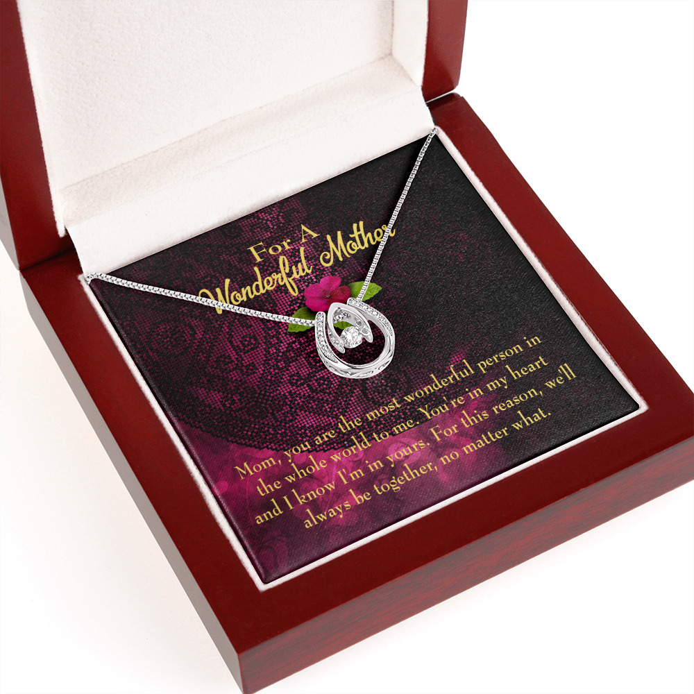 Most Wonderful Mother Lucky Horseshoe Necklace Message Card 14k w CZ Crystals-Express Your Love Gifts