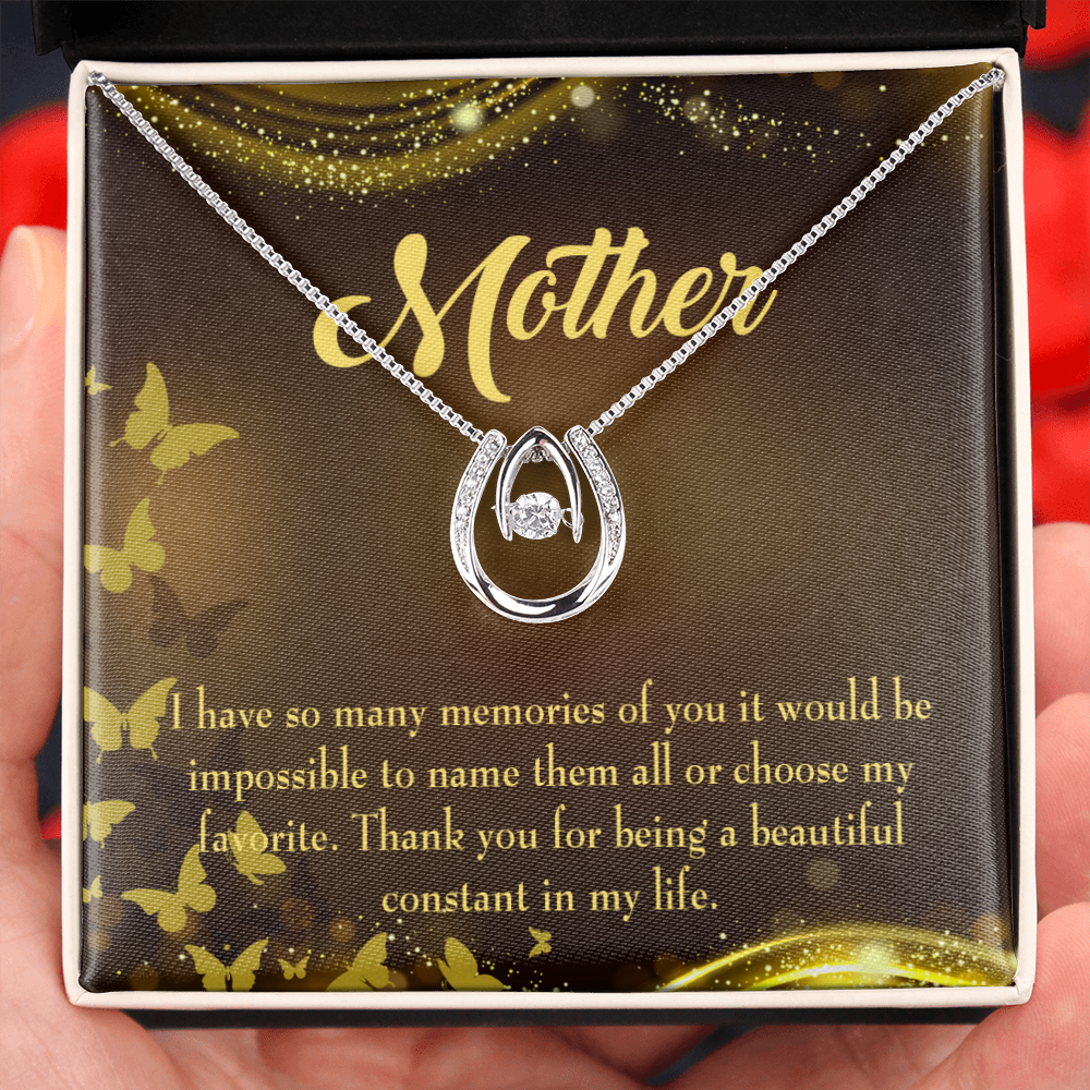 Mother a Beautiful Constant Lucky Horseshoe Necklace Message Card 14k w CZ Crystals-Express Your Love Gifts