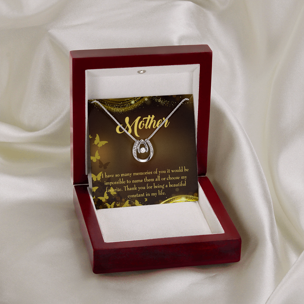 Mother a Beautiful Constant Lucky Horseshoe Necklace Message Card 14k w CZ Crystals-Express Your Love Gifts