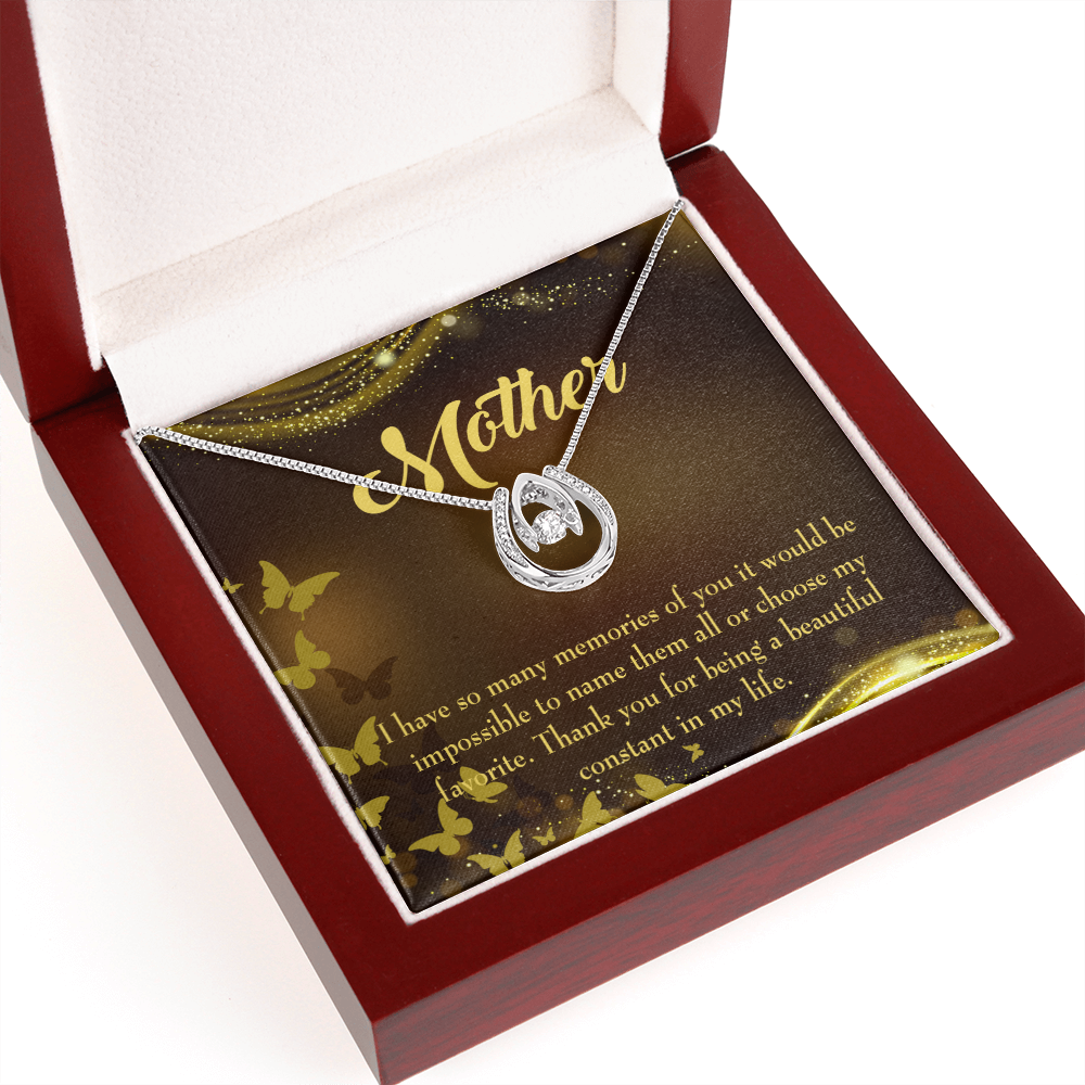 Mother a Beautiful Constant Lucky Horseshoe Necklace Message Card 14k w CZ Crystals-Express Your Love Gifts