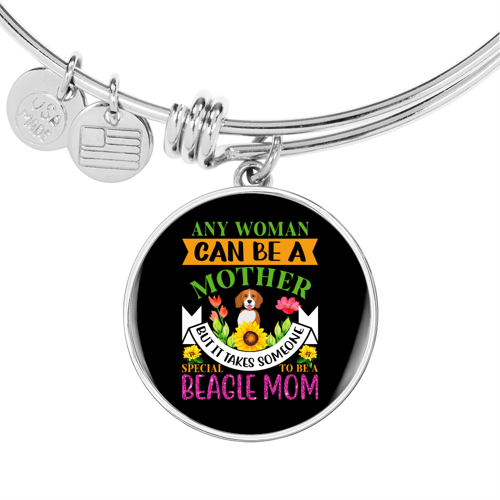 Mother Beagle Mom Bracelet Stainless Steel or 18k Gold Circle Bangle-Express Your Love Gifts