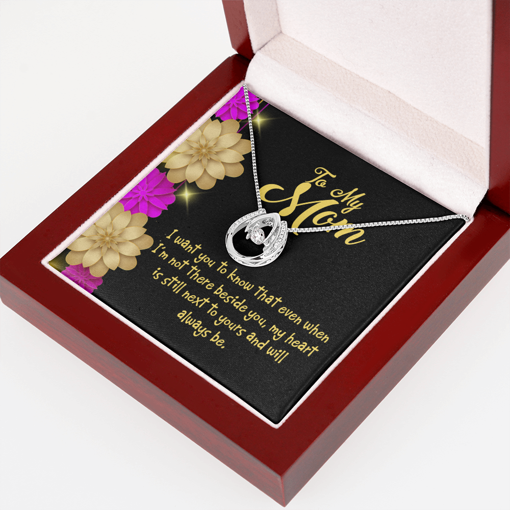 Mother Beside You Lucky Horseshoe Necklace Message Card 14k w CZ Crystals-Express Your Love Gifts