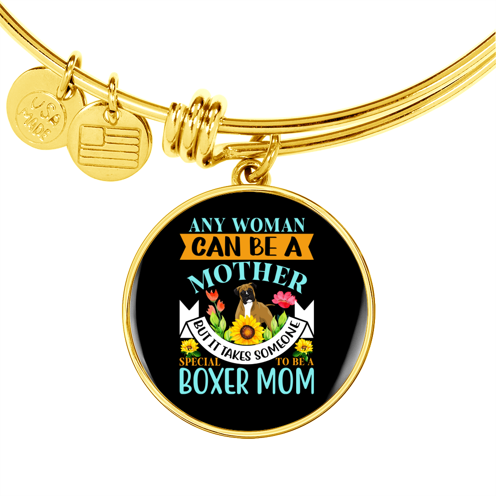 Mother Boxer Mom Bracelet Stainless Steel or 18k Gold Circle Bangle-Express Your Love Gifts