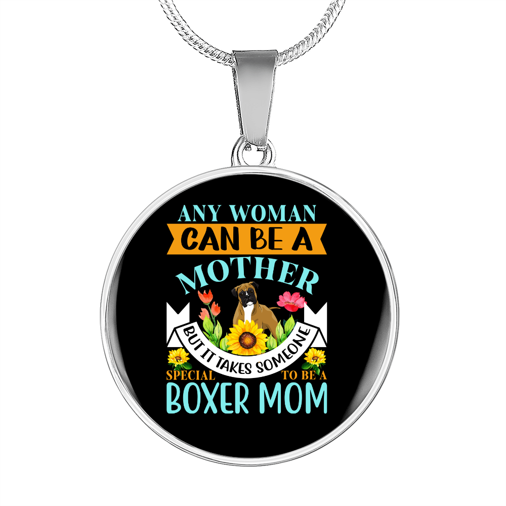 Mother Boxer Mom Circle Necklace Stainless Steel or 18k Gold 18-22"-Express Your Love Gifts