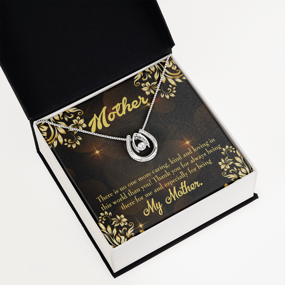 Mother Caring Kind Loving Lucky Horseshoe Necklace Message Card 14k w CZ Crystals-Express Your Love Gifts