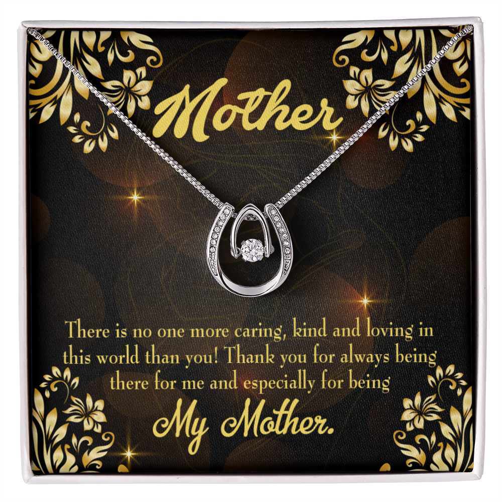 Mother Caring Kind Loving Lucky Horseshoe Necklace Message Card 14k w CZ Crystals-Express Your Love Gifts