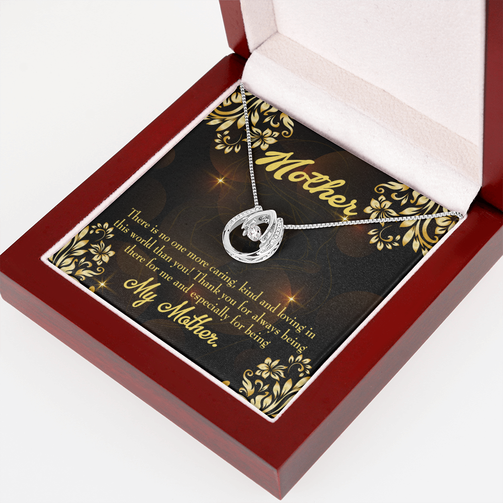 Mother Caring Kind Loving Lucky Horseshoe Necklace Message Card 14k w CZ Crystals-Express Your Love Gifts