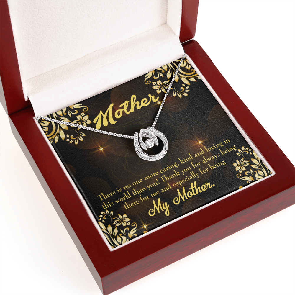 Mother Caring Kind Loving Lucky Horseshoe Necklace Message Card 14k w CZ Crystals-Express Your Love Gifts