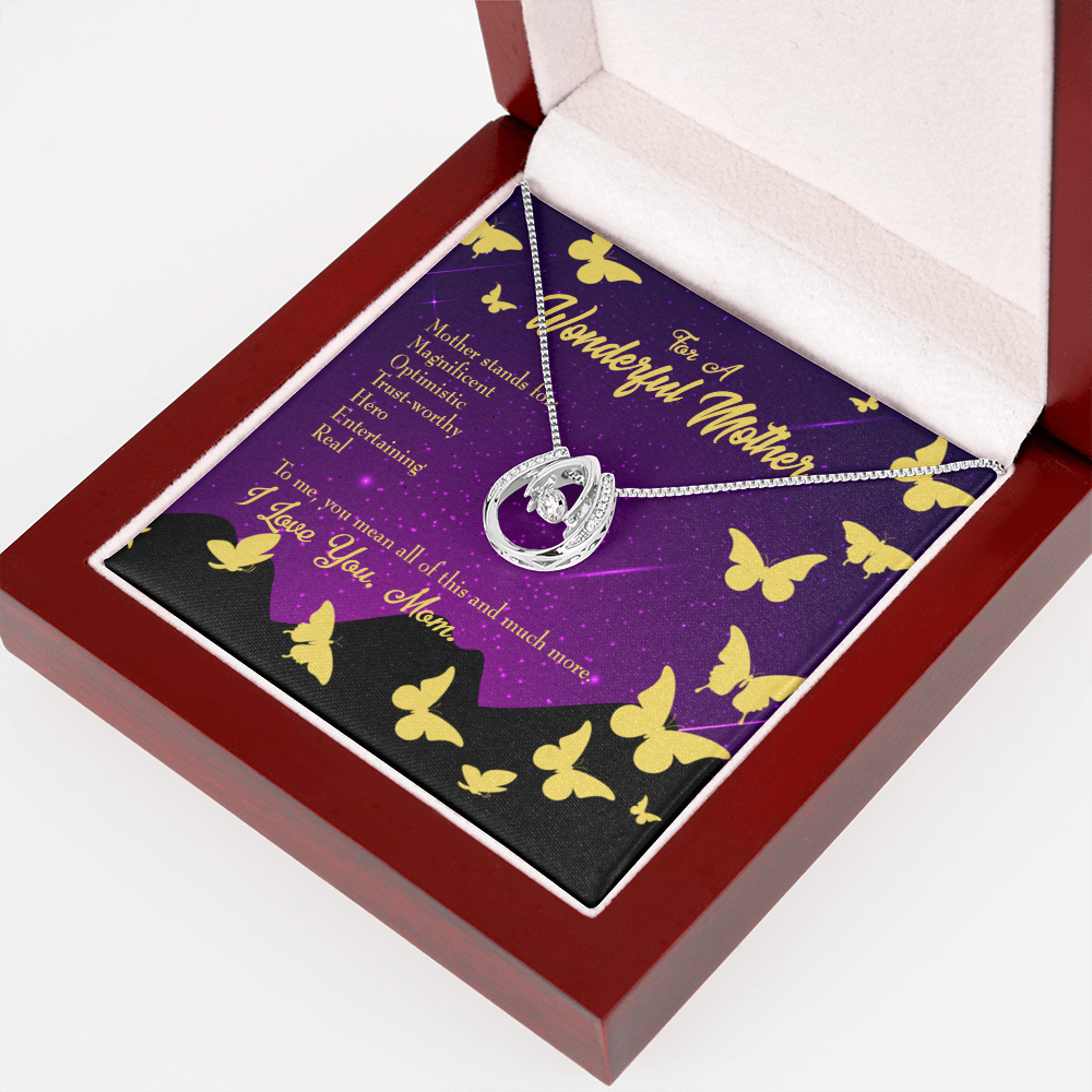 MOTHER Defined Lucky Horseshoe Necklace Message Card 14k w CZ Crystals-Express Your Love Gifts