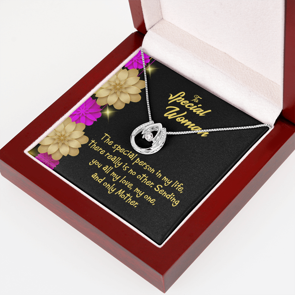 Mother is Special Lucky Horseshoe Necklace Message Card 14k w CZ Crystals-Express Your Love Gifts