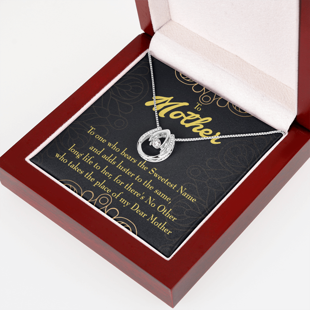 Mother is Sweetest Name Lucky Horseshoe Necklace Message Card 14k w CZ Crystals-Express Your Love Gifts