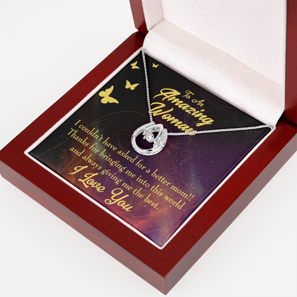 Mother None Better Lucky Horseshoe Necklace Message Card 14k w CZ Crystals-Express Your Love Gifts