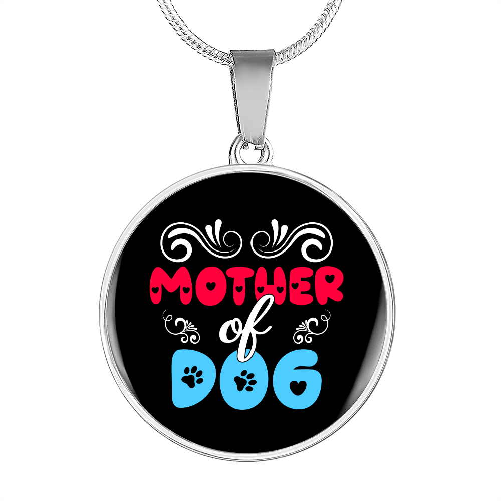 Mother of Dog Red Blue Circle Necklace Stainless Steel or 18k Gold 18-22"-Express Your Love Gifts