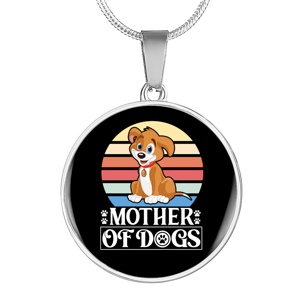 Mother of Dogs Orange Puppy Circle Necklace Stainless Steel or 18k Gold 18-22"-Express Your Love Gifts