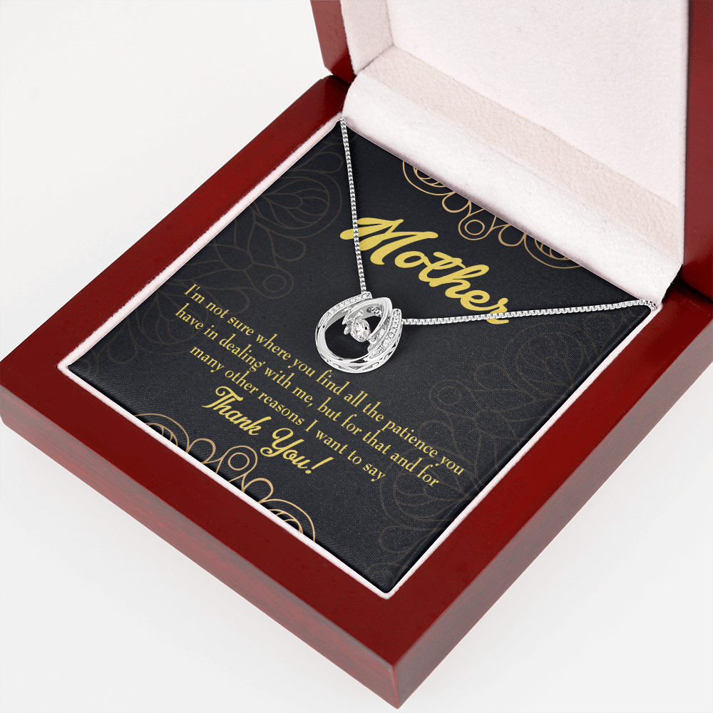 Mother Patience Lucky Horseshoe Necklace Message Card 14k w CZ Crystals-Express Your Love Gifts