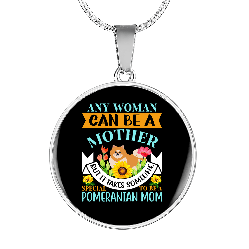 Mother Pomeranian Mom Circle Necklace Stainless Steel or 18k Gold 18-22"-Express Your Love Gifts