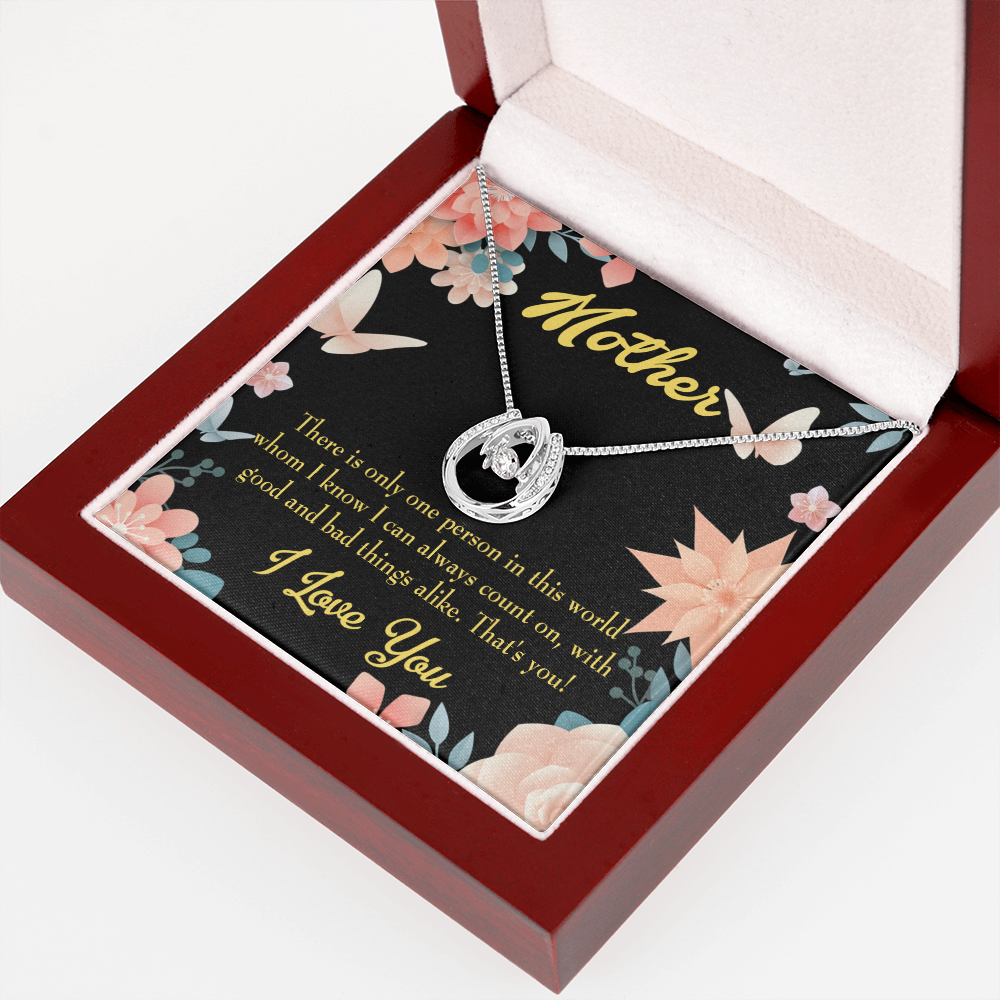 Mother That's You Mom Lucky Horseshoe Necklace Message Card 14k w CZ Crystals-Express Your Love Gifts