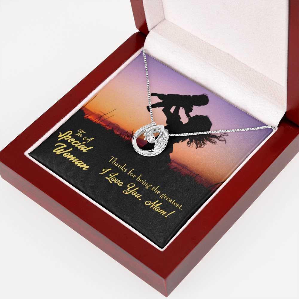 Mother the Greatest Lucky Horseshoe Necklace Message Card 14k w CZ Crystals-Express Your Love Gifts