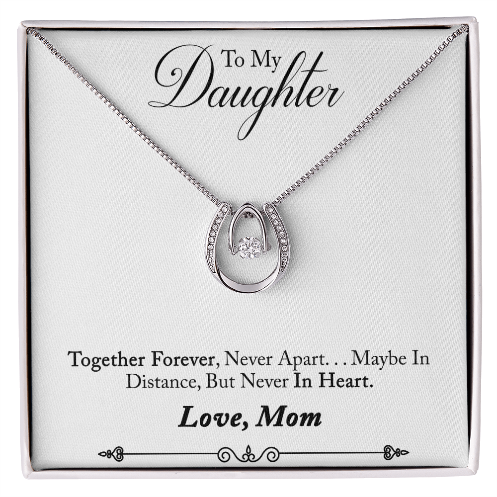 Mother to daughter final first text Lucky Horseshoe Necklace Message Card 14k w CZ Crystals-Express Your Love Gifts