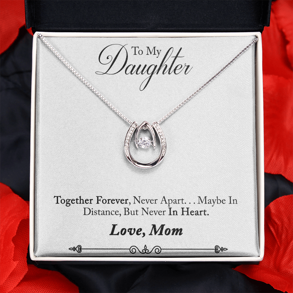 Mother to daughter final first text Lucky Horseshoe Necklace Message Card 14k w CZ Crystals-Express Your Love Gifts