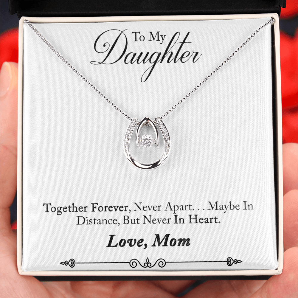 Mother to daughter final first text Lucky Horseshoe Necklace Message Card 14k w CZ Crystals-Express Your Love Gifts