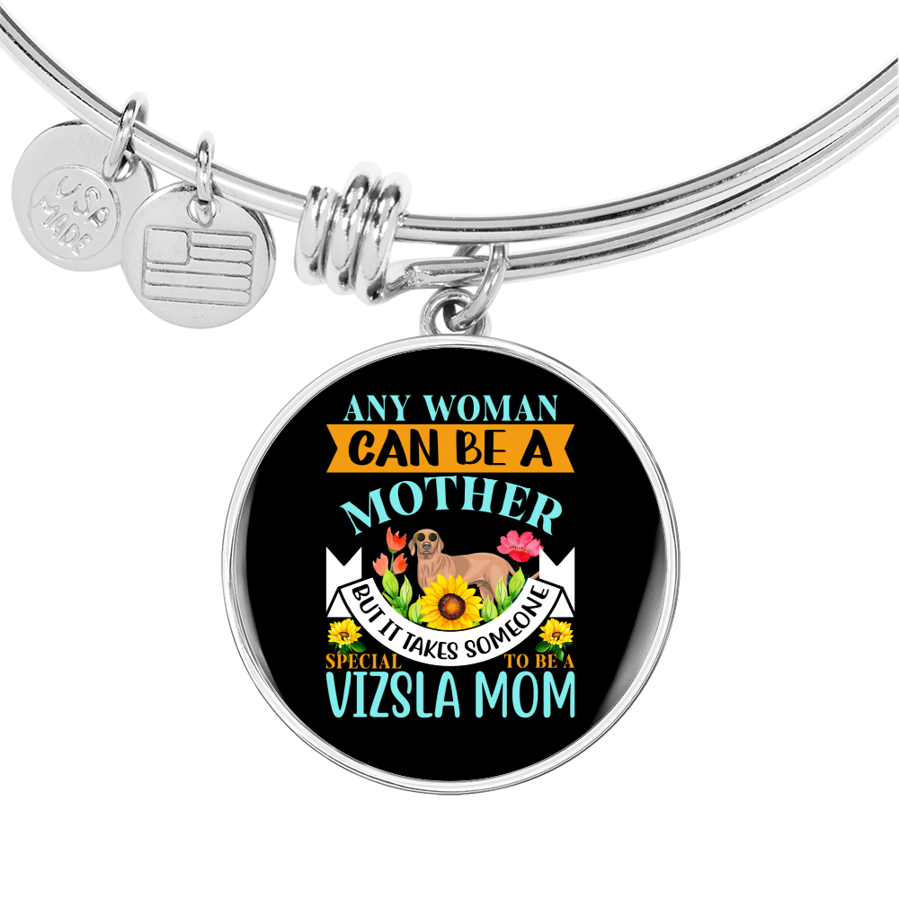 Mother Vizsla Mom Bracelet Stainless Steel or 18k Gold Circle Bangle-Express Your Love Gifts