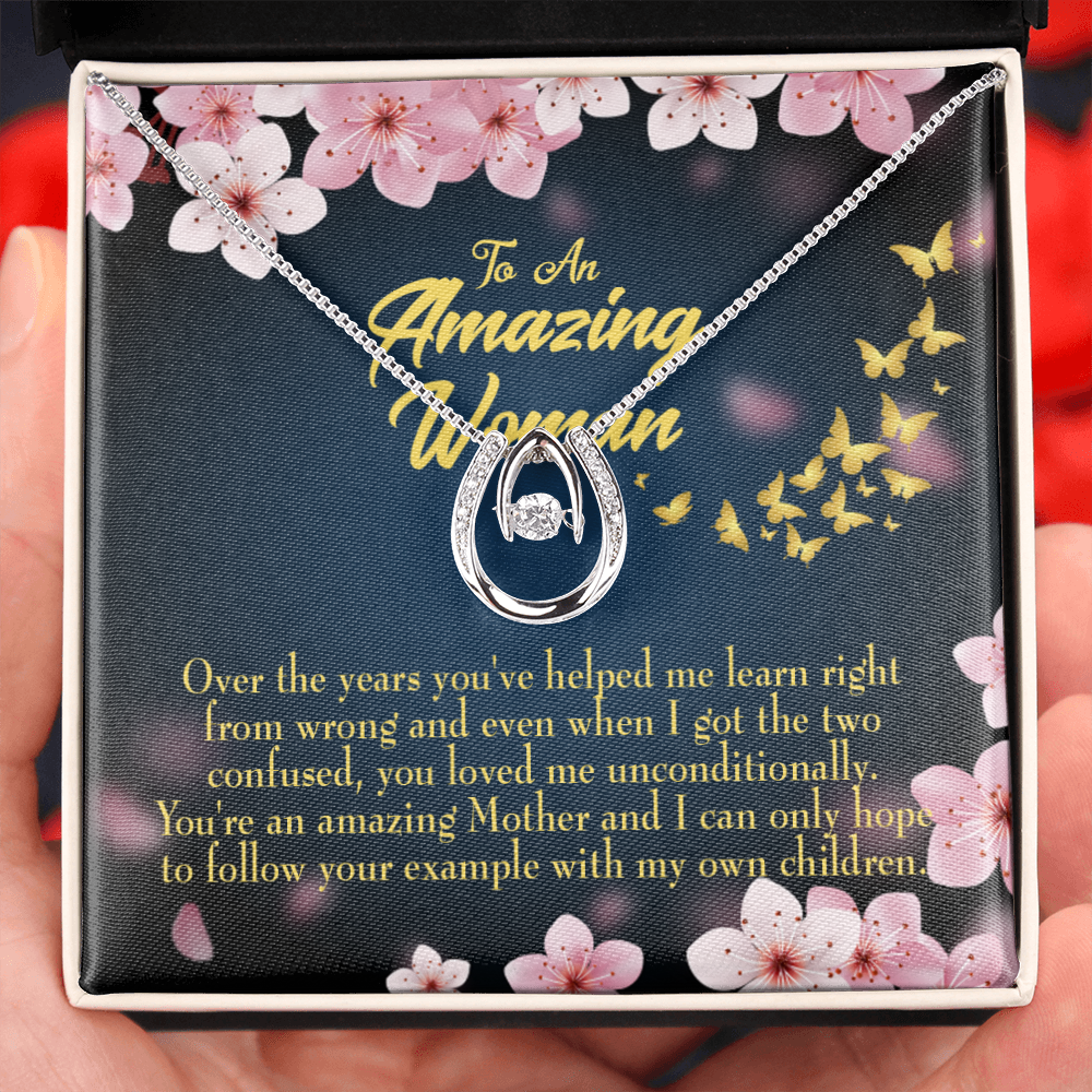 Mother You Loved Me Lucky Horseshoe Necklace Message Card 14k w CZ Crystals-Express Your Love Gifts