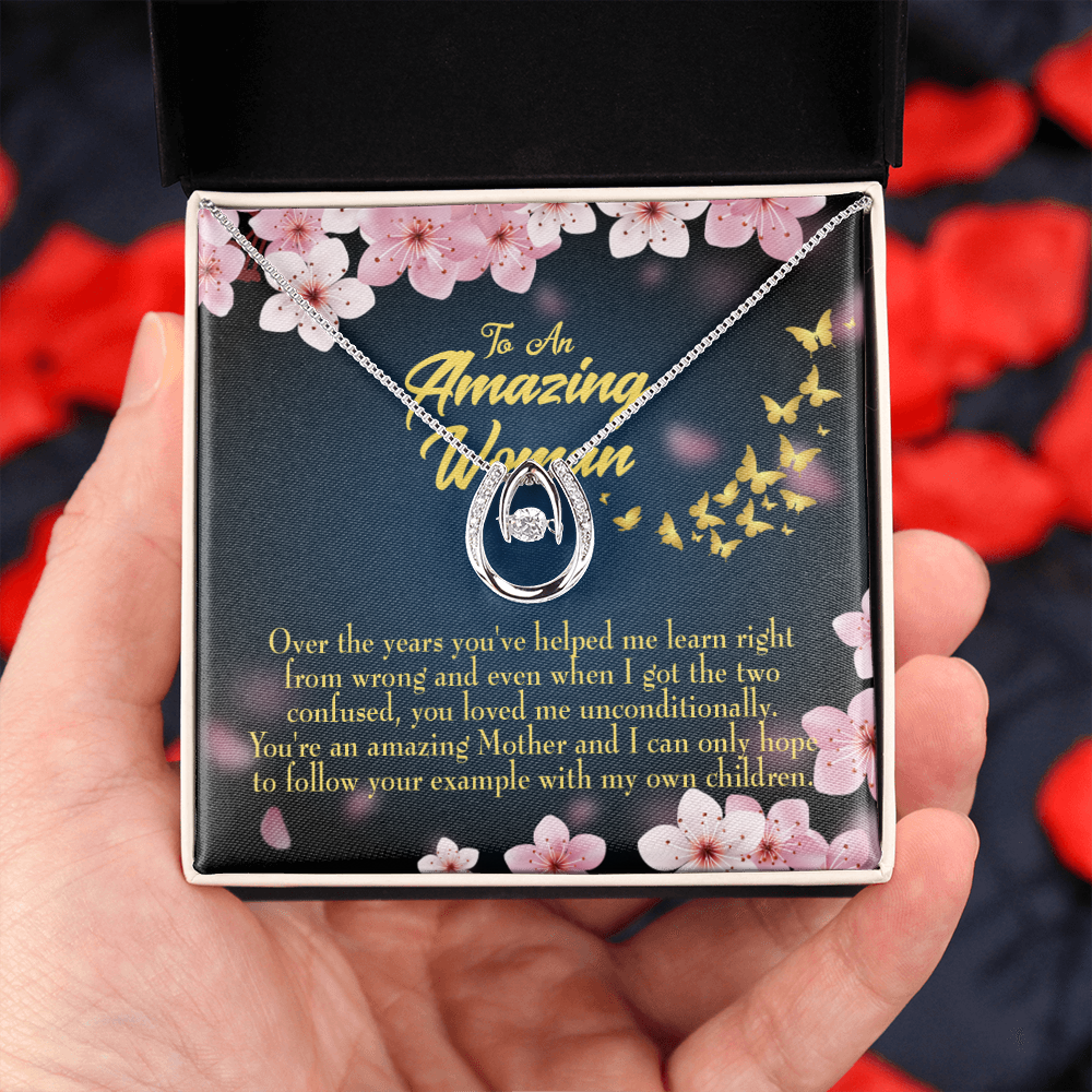 Mother You Loved Me Lucky Horseshoe Necklace Message Card 14k w CZ Crystals-Express Your Love Gifts