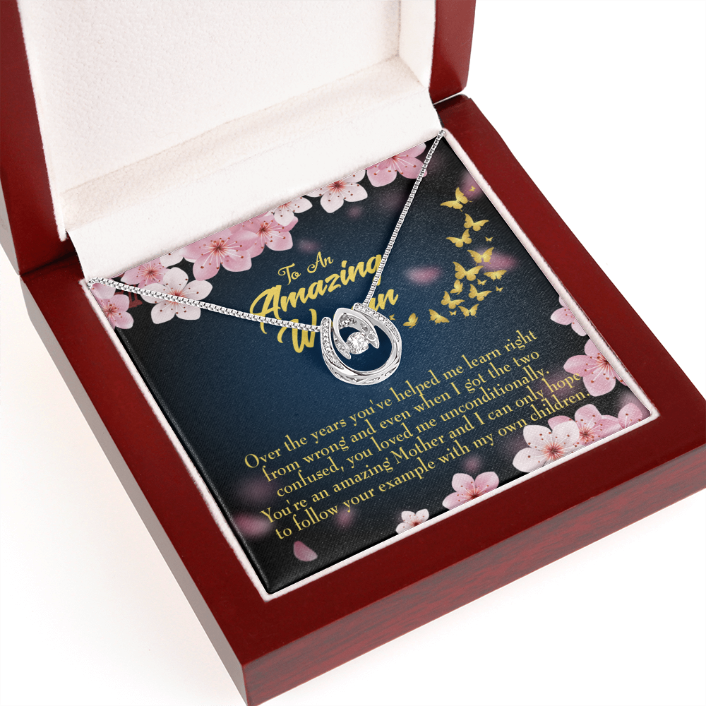 Mother You Loved Me Lucky Horseshoe Necklace Message Card 14k w CZ Crystals-Express Your Love Gifts