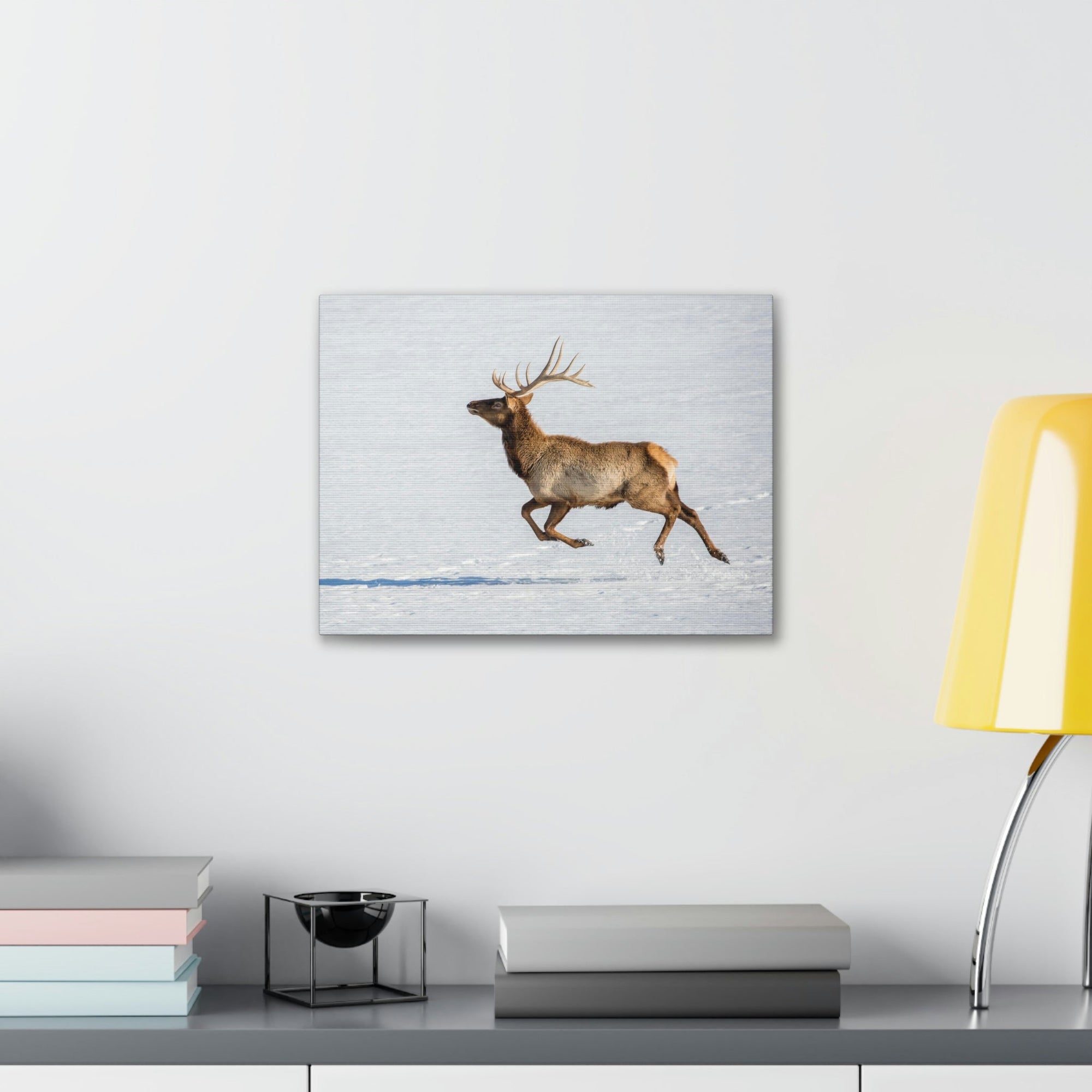 Scripture Walls Mountain Raindeer on a Hunt on the Snow Print Animal Wall Art Wildlife Canvas Prints Wall Art Ready to Hang Unframed-Express Your Love Gifts