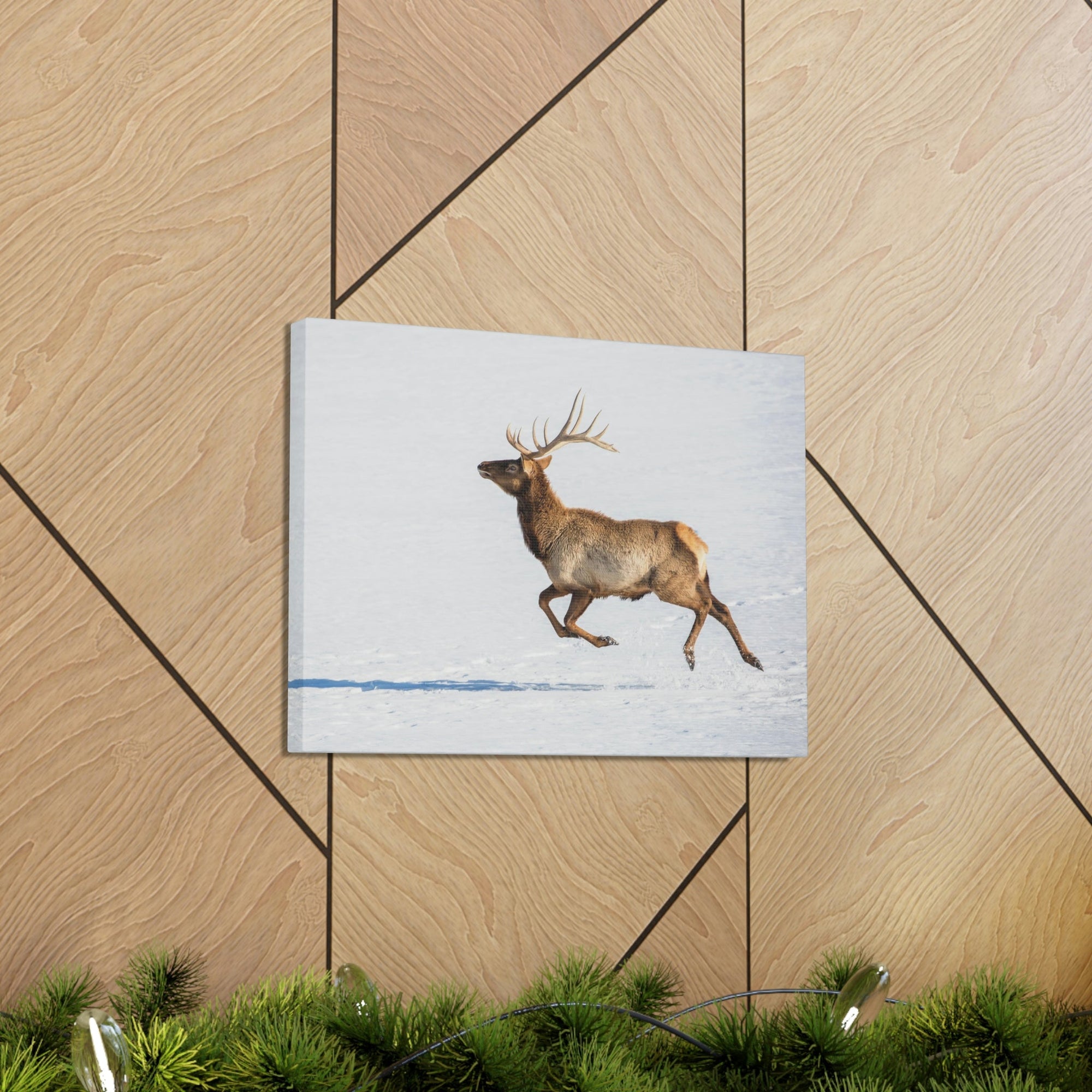 Scripture Walls Mountain Raindeer on a Hunt on the Snow Print Animal Wall Art Wildlife Canvas Prints Wall Art Ready to Hang Unframed-Express Your Love Gifts