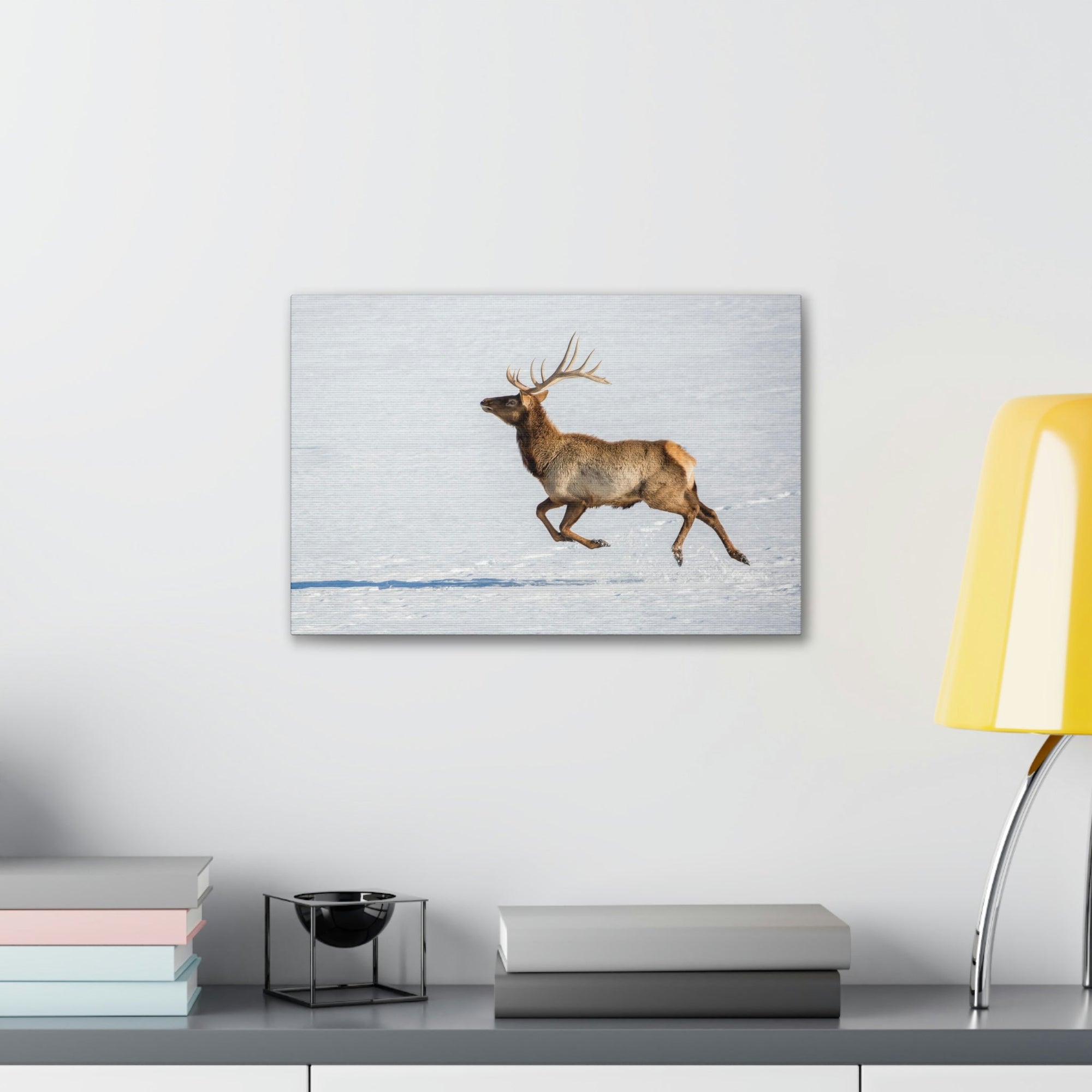 Scripture Walls Mountain Raindeer on a Hunt on the Snow Print Animal Wall Art Wildlife Canvas Prints Wall Art Ready to Hang Unframed-Express Your Love Gifts