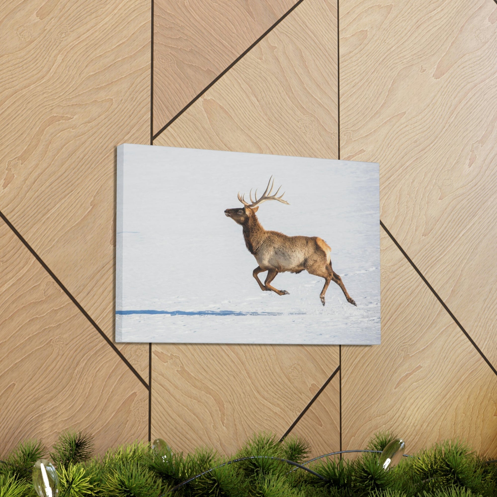 Scripture Walls Mountain Raindeer on a Hunt on the Snow Print Animal Wall Art Wildlife Canvas Prints Wall Art Ready to Hang Unframed-Express Your Love Gifts