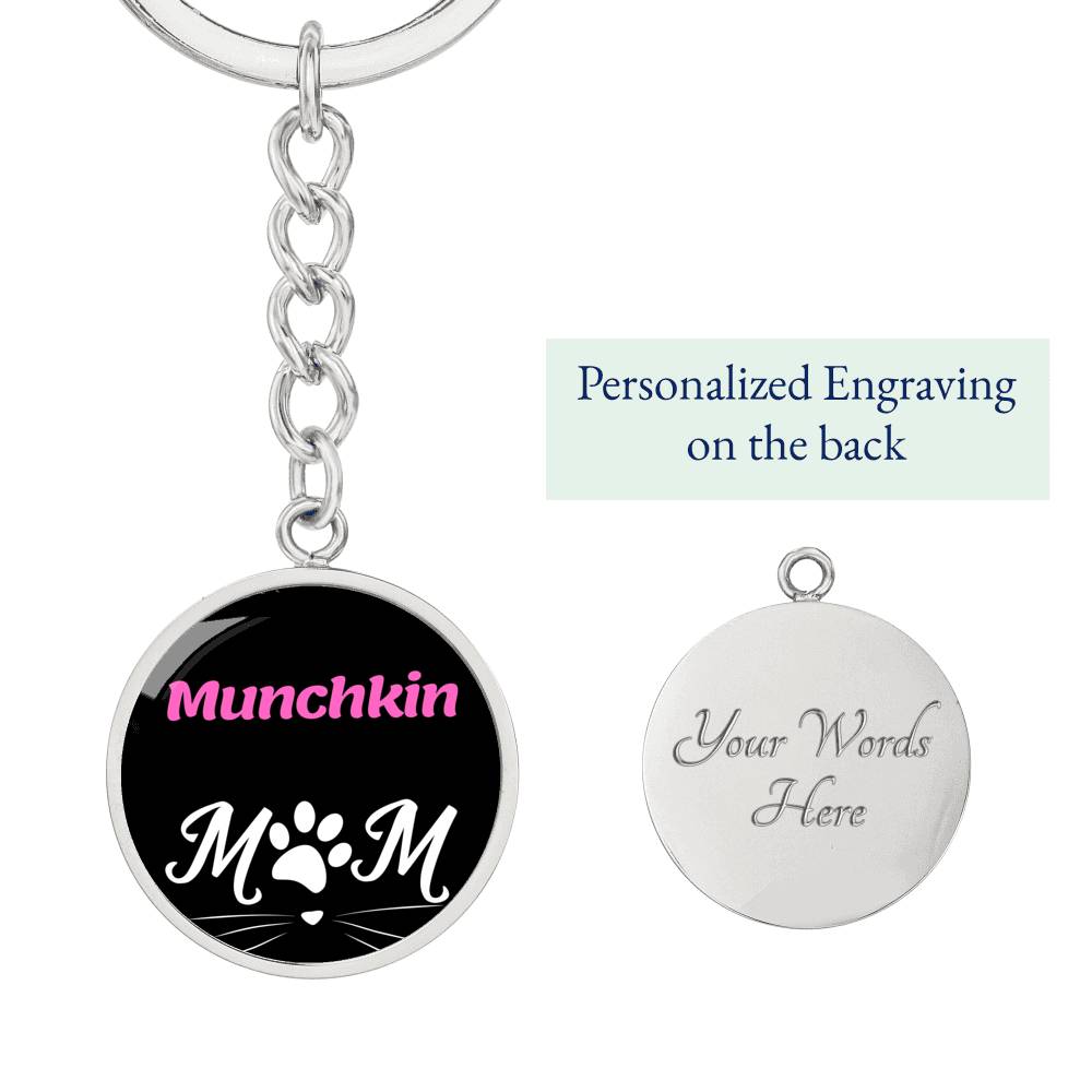 Munch Sausage Catkins Sausage Cat Mom Keychain Stainless Steel or 18k Gold Circle Pendant-Express Your Love Gifts