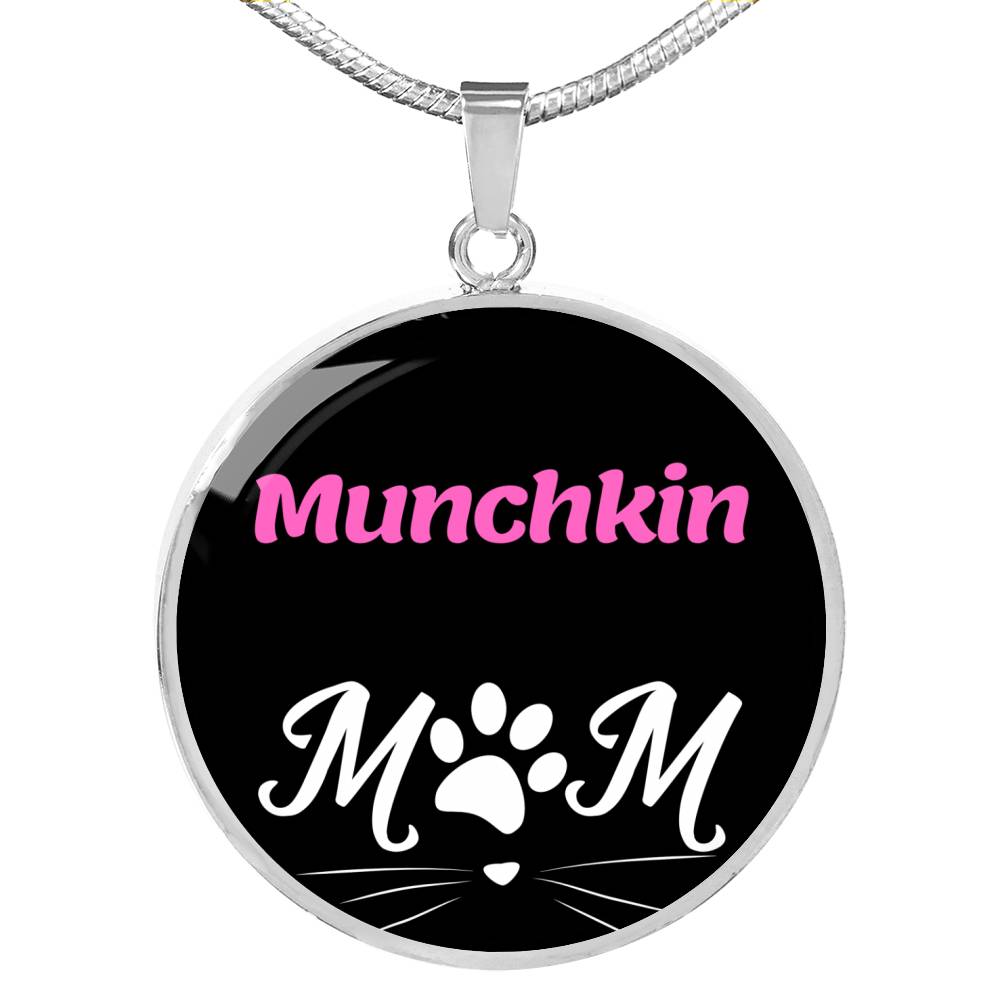 Munch Sausage Catkins Sausage Cat Mom Necklace Circle Pendant Stainless Steel or 18k Gold 18-22"-Express Your Love Gifts