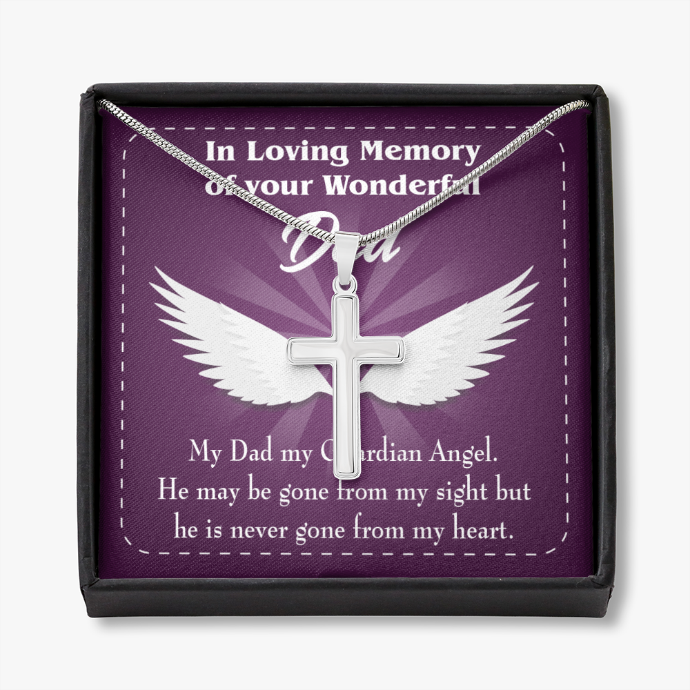 My Dad My Guardian Dad Memorial Gift Dad Memorial Cross Necklace Sympathy Gift Loss of Father Condolence Message Card-Express Your Love Gifts