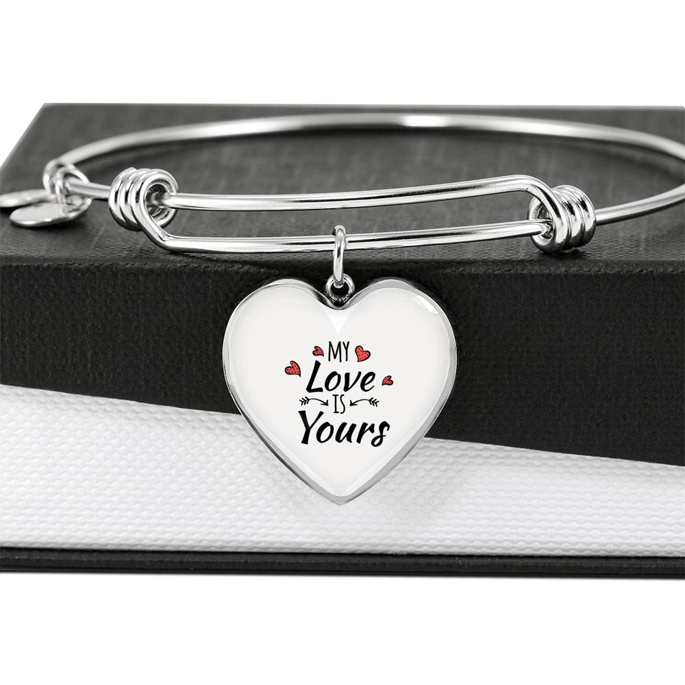 My Love Is Yours Heart Bangle Stainless Steel or 18k Gold 18-22"-Express Your Love Gifts