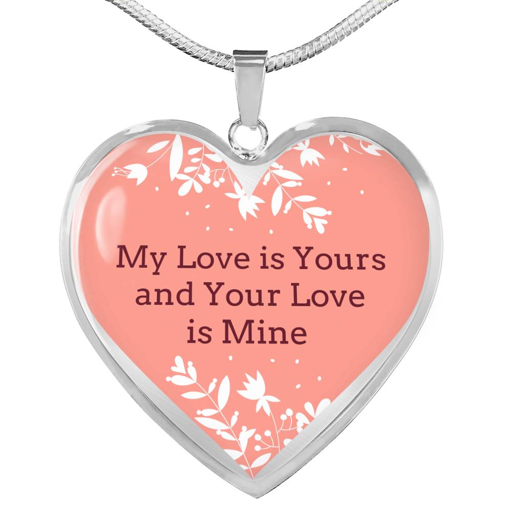 My Love Is Yours Pink Necklace Stainless Steel or 18k Gold Heart Pendant 18-22"-Express Your Love Gifts