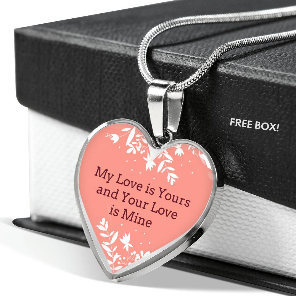 My Love Is Yours Pink Necklace Stainless Steel or 18k Gold Heart Pendant 18-22"-Express Your Love Gifts