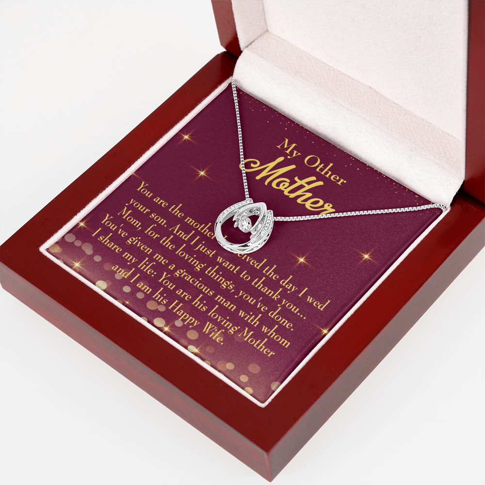 My Other Mother Lucky Horseshoe Necklace Message Card 14k w CZ Crystals-Express Your Love Gifts