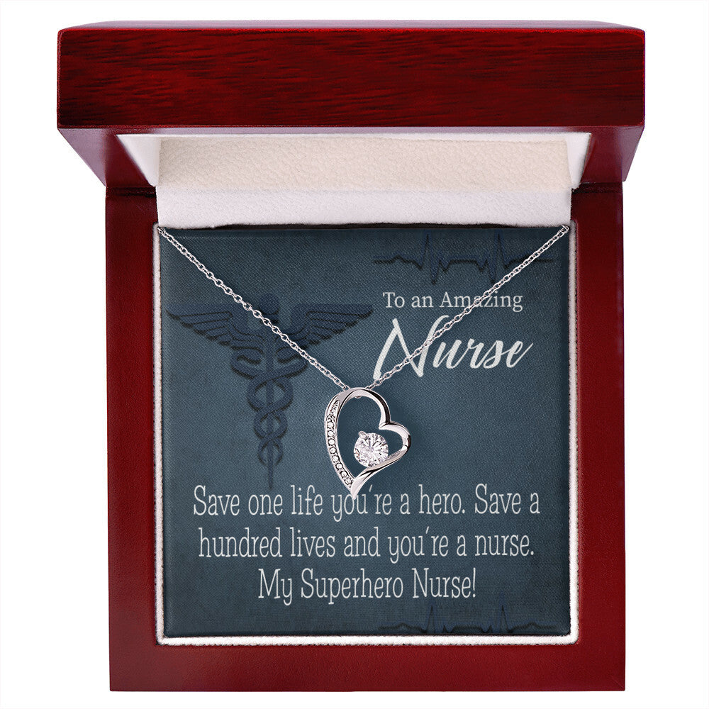 My Superhero Nurse! Healthcare Medical Worker Nurse Appreciation Gift Forever Necklace w Message Card-Express Your Love Gifts