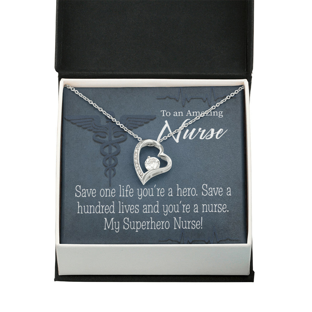 My Superhero Nurse! Healthcare Medical Worker Nurse Appreciation Gift Forever Necklace w Message Card-Express Your Love Gifts